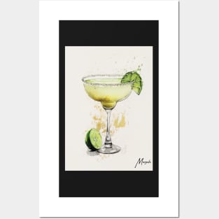 A Toast to Tradition: The Margarita Cocktail in Stylized Sketch Posters and Art